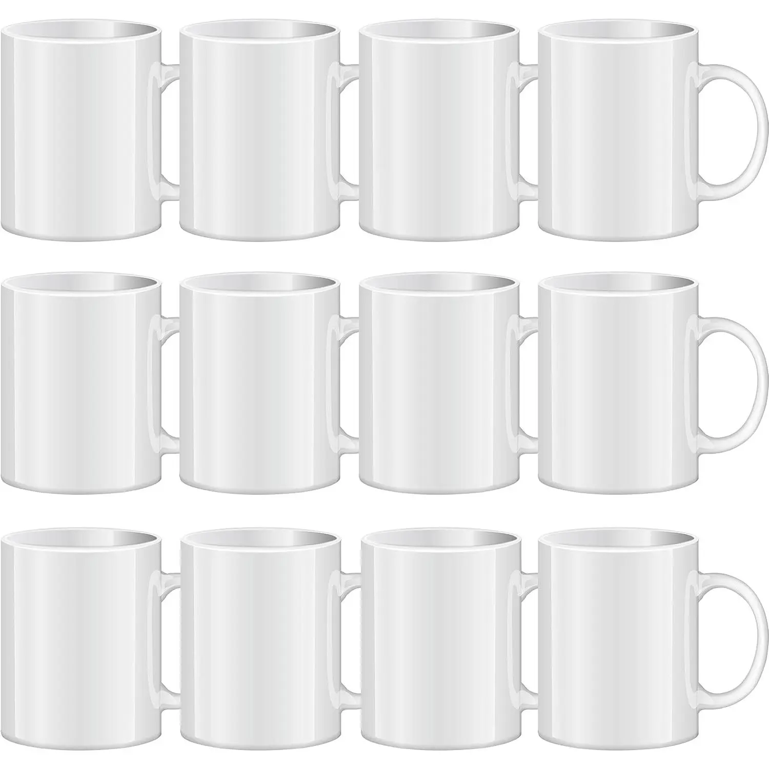 Sublimation Mugs Blank, Tazas Para Sublimacion, White Ceramic Sublimation Cups, Bulk Mugs for Coffee, Tea, Latte, Soup, Milk, Hot Cocoa 11 oz Set of 12