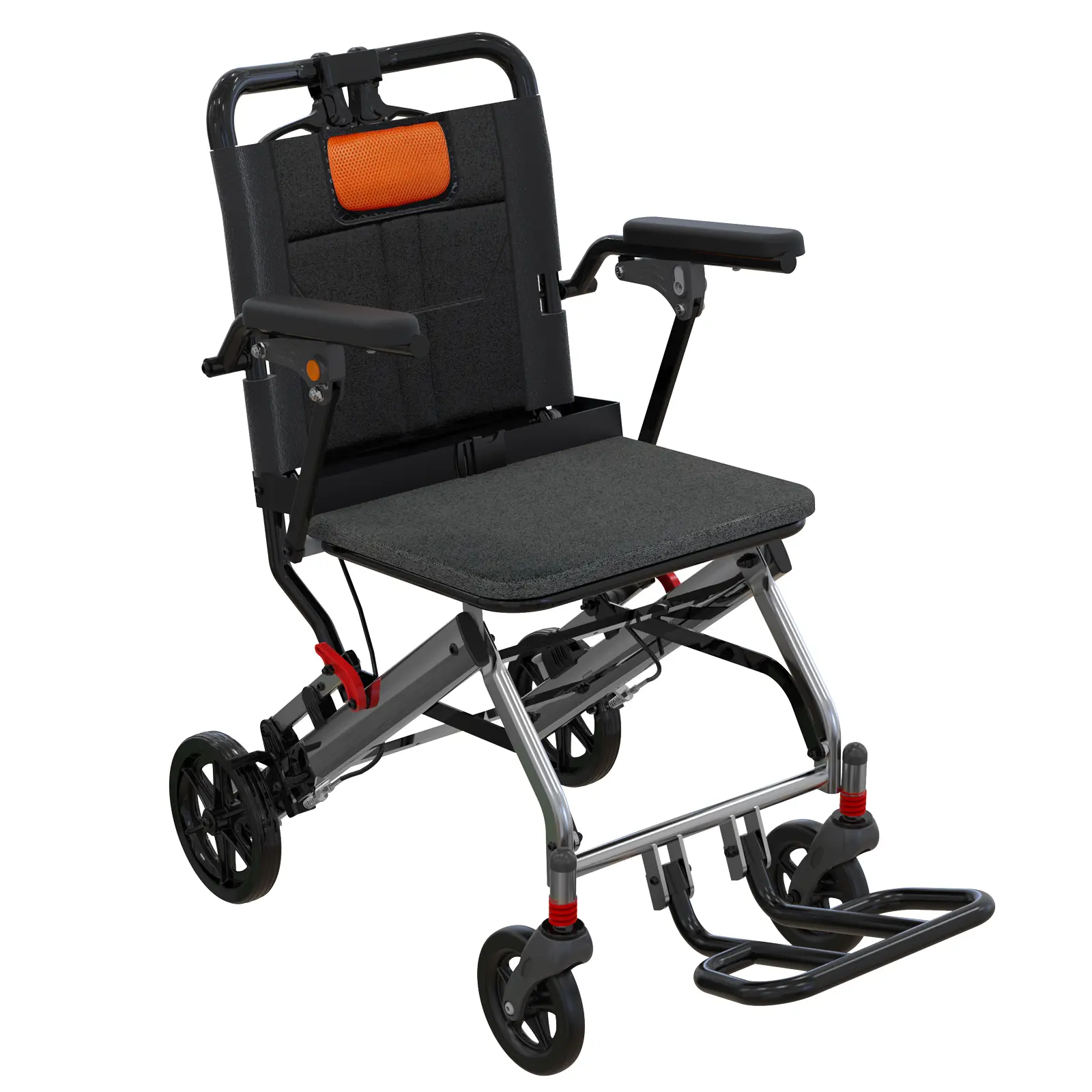 Lightweight Wheelchair for Seniors, Aviation Aluminum & PVC Wide Frame, 16" Seat Width, 8" PVC Rear Wheels, Thick Shock-Absorbing Cushion, Foldable