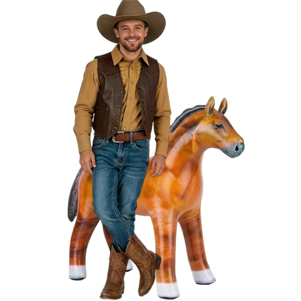 37-Inch Large Inflatable Horse, Realistic Horse for Decoration, Decorative Prop, Party Props, Reusable, Halloween, Christmas, Thanksgiving Decorations