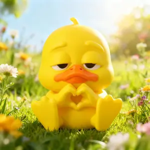 2pcs Lazy Duck 3D Printed Decor Figurines with Heart Hands - Car Dashboard/Desk Decor, Mini Gifts for Jeep Fans, New Year/Birthday Presents
