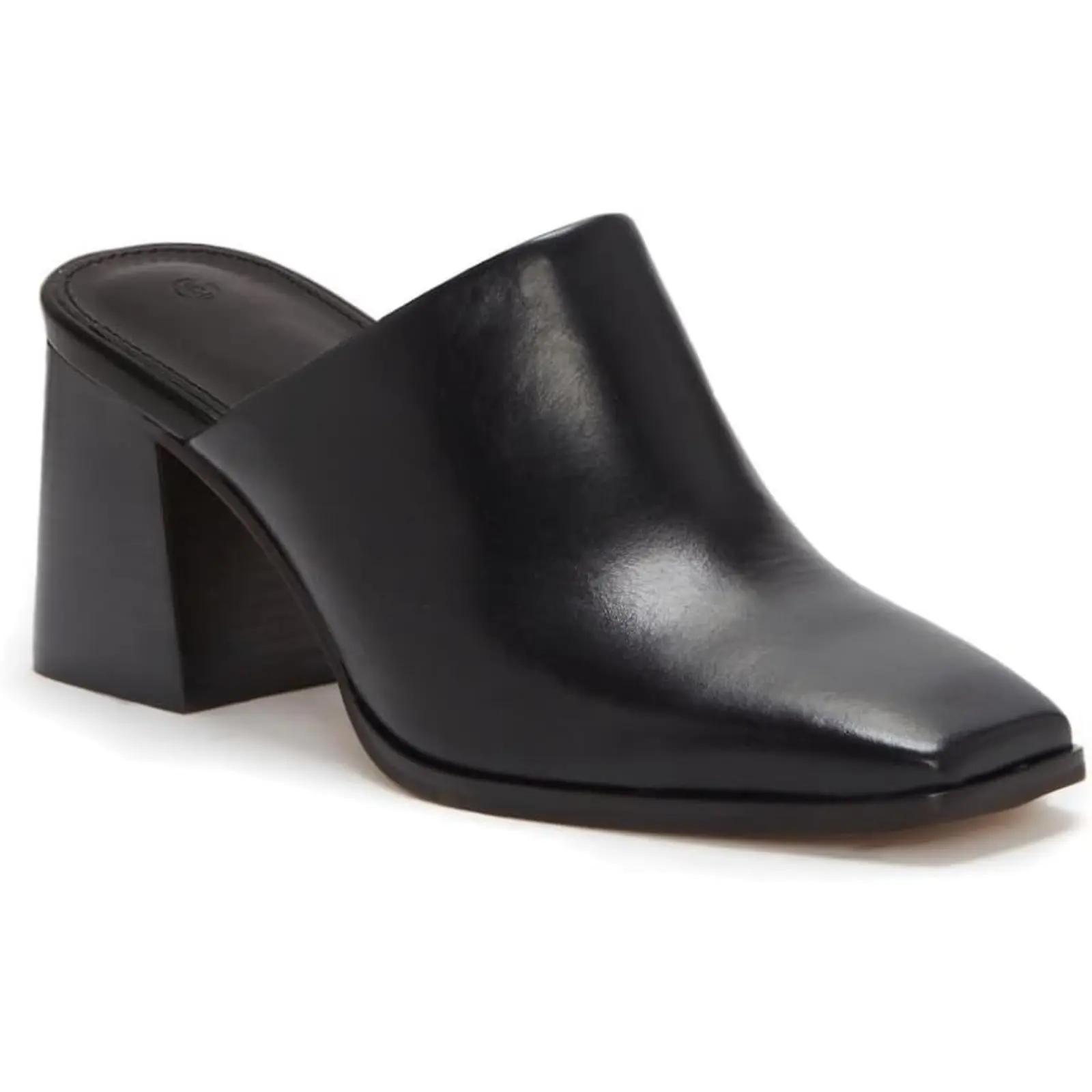 Coutgo Womens Chunky Stacked Heel Mules Closed Square Toe Heeled Slip on Clogs Casual Backless Loafers Shoes