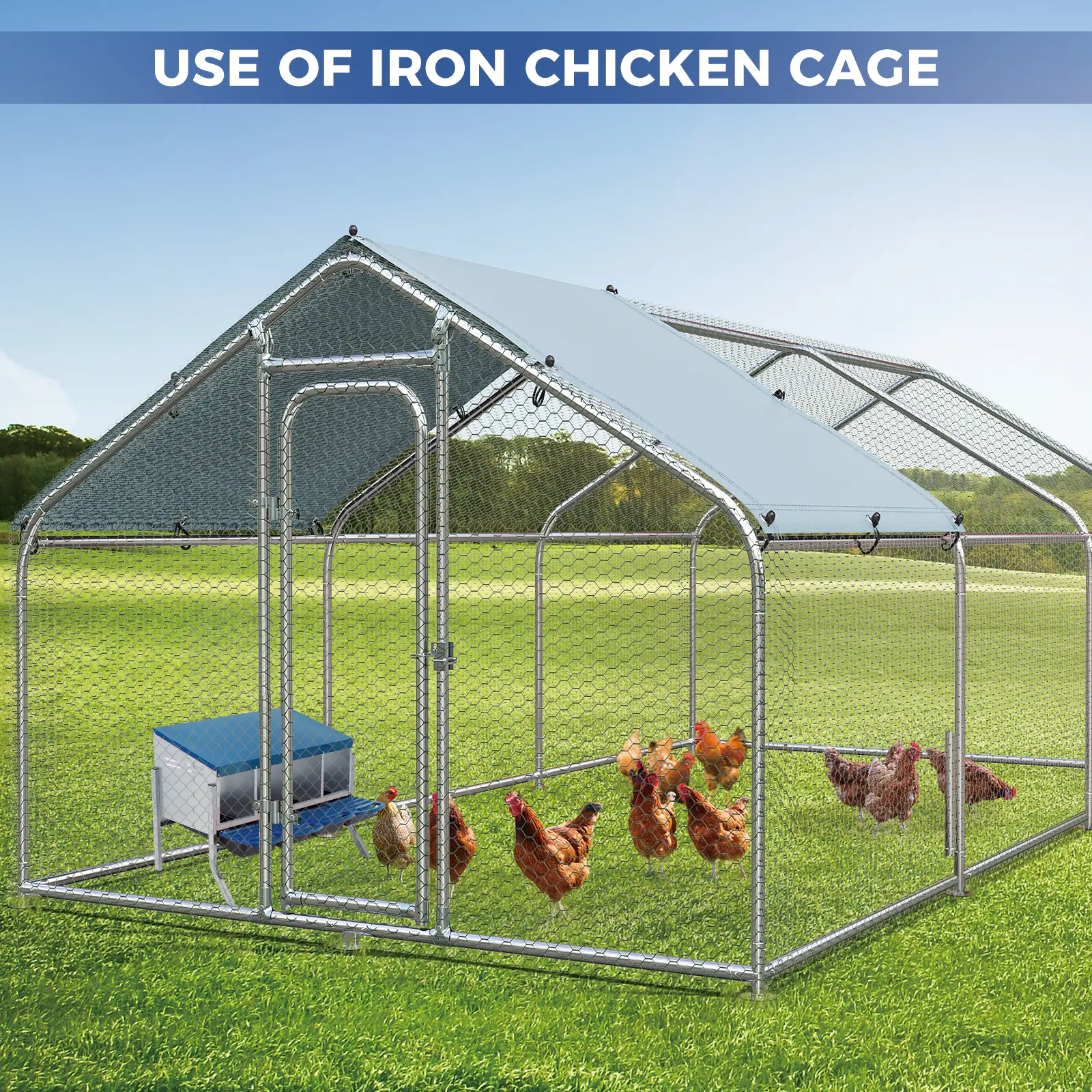 GAOMON Heavy Duty Metal Chicken Nesting Box with 3 Holes and Removable Tray – Easy Egg Collection & Cleaning, Durable Poultry Coop Laying Box for Backyard, Farm, Hen Care