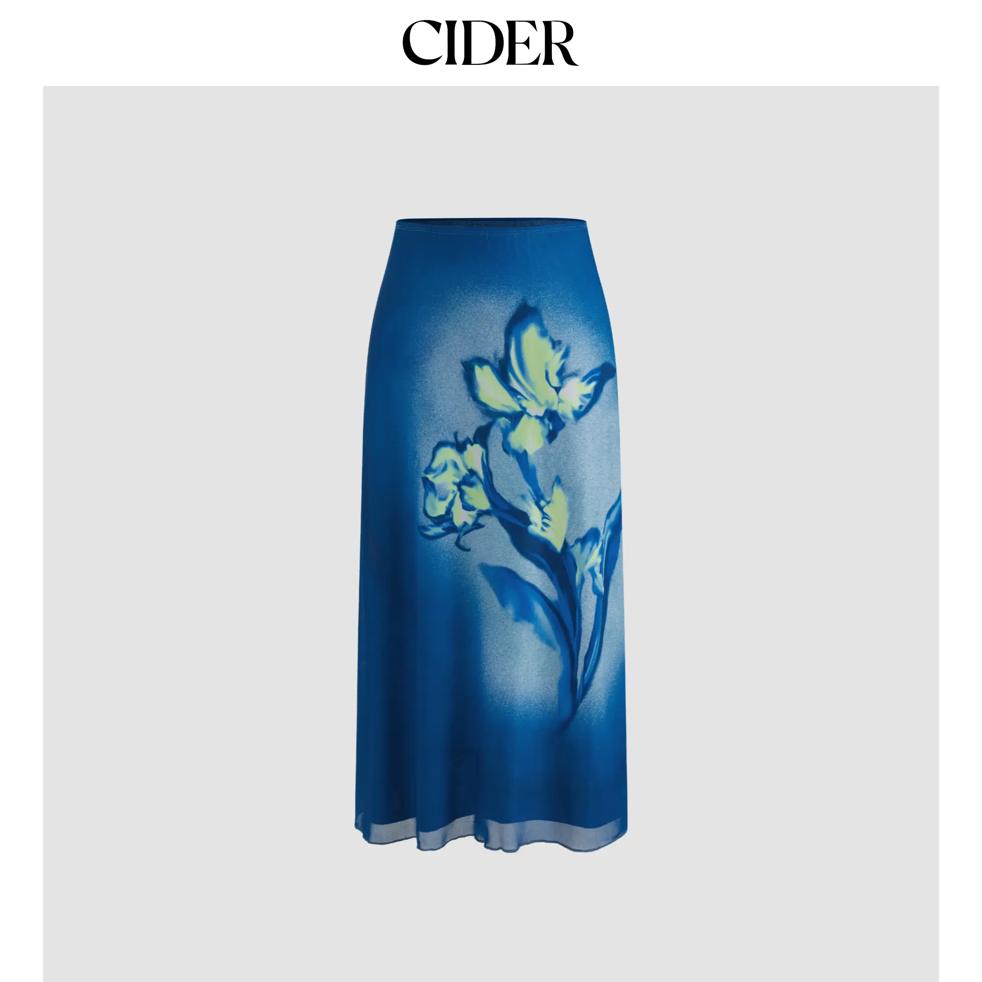 Cider [size 2-10] Mesh Mid Rise Floral Maxi Skirt