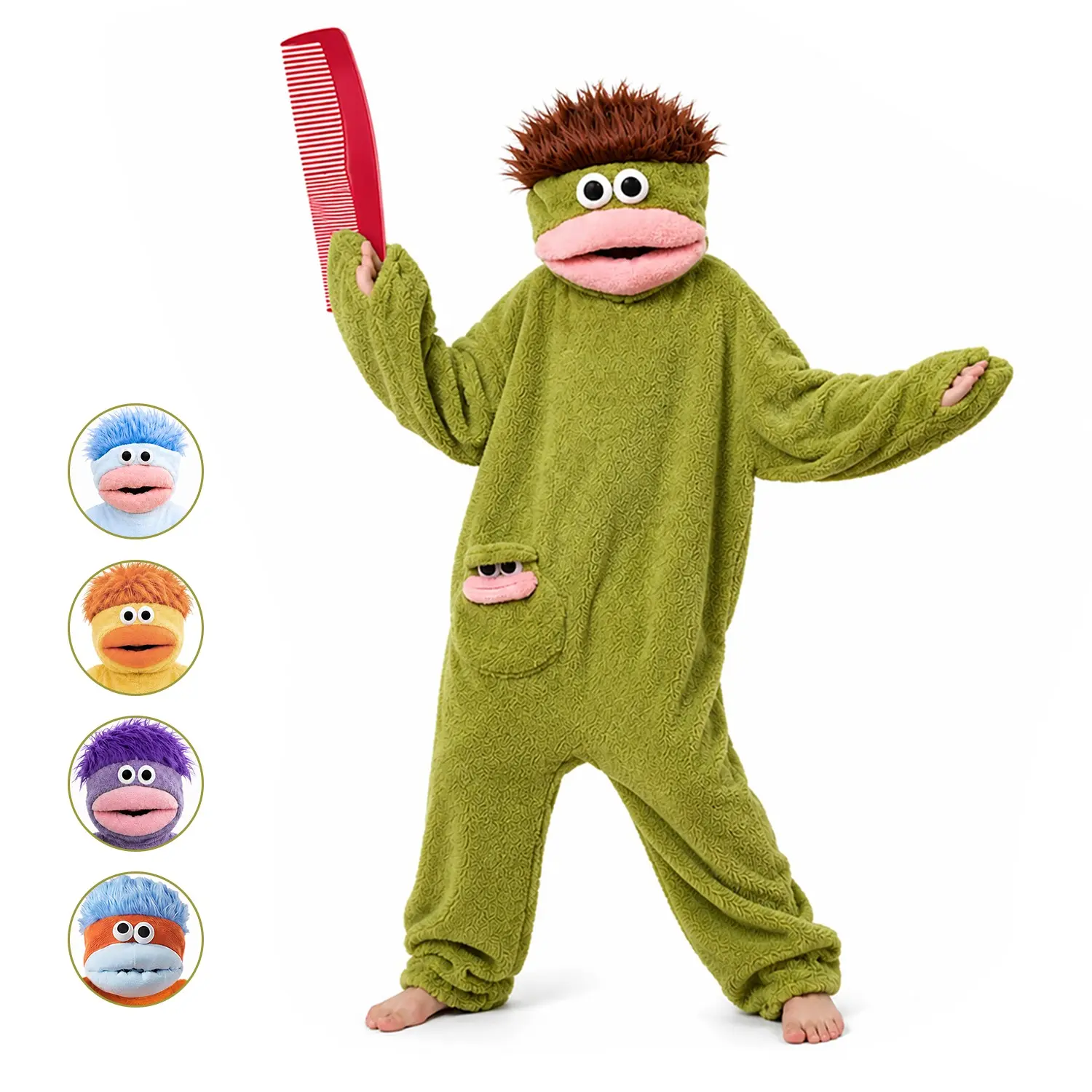 Kids Funny Character Party Prop with Oversized Hood and Plush Texture, Novelty Costume Accessory for Halloween, Birthday Parties, Photo Booths