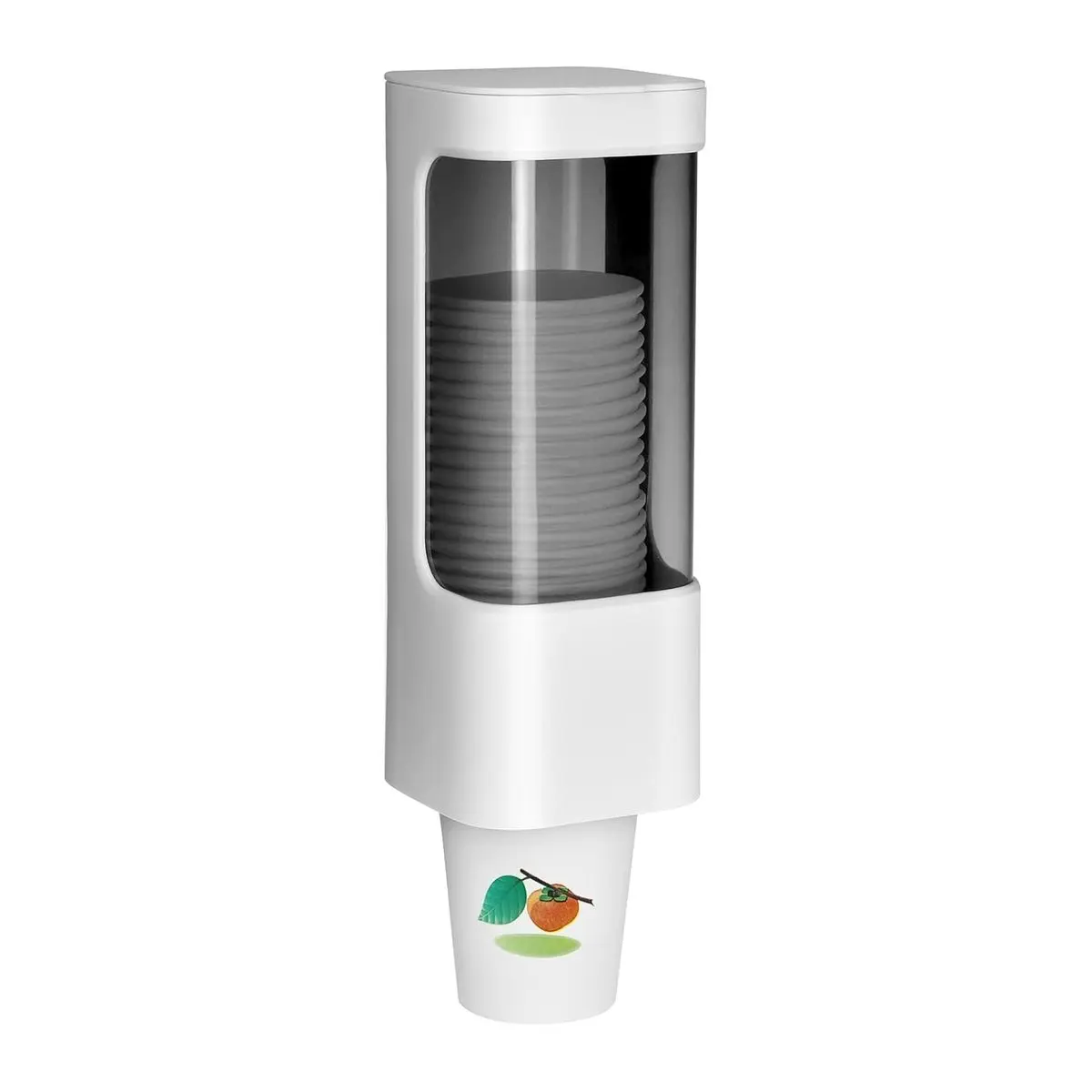 Transparent Wall Mounted Cup Dispenser, 3-5 Oz Disposable Paper & Plastic Cup Holder, Water Cooler Accessory with Paste Plate for Home, Office