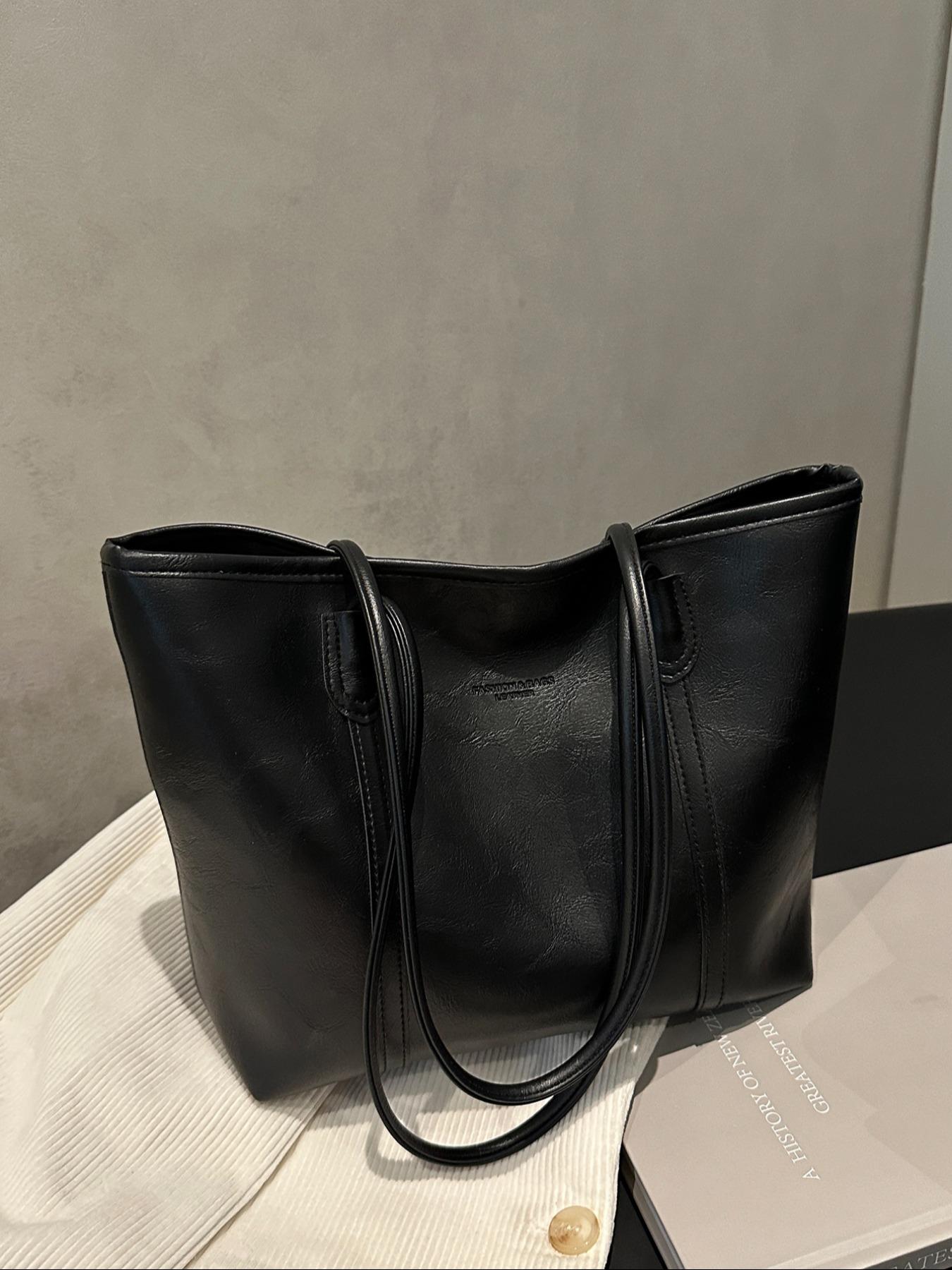 Fashionable Retro Shoulder Bag, Large Capacity Commuter Travel Tote, Pu Tote Satchel, Simple Versatile Design, High-Quality Material