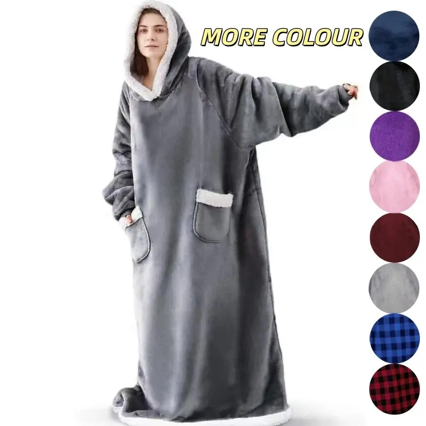 Large Christmas Gift Flannel Blanket Hoodie, Soft Warm Comfortable One-Piece Design, Ideal for Adults and Teens, Winter Home Wear