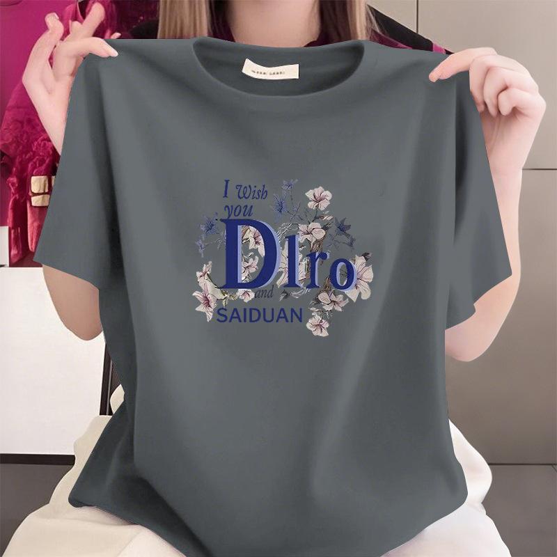 Summer New 100% Cotton Short Sleeve Middle - Aged Mom Top Women's T - shirt for Plus Size Fat MM Tummy Control Slimming Versatile Stylish Clothing Summer New 100% Cotton Short Sleeve Middle - Aged Mom Top Women's T - shirt for Plus Size Fat MM Tummy Control Slimming Versatile Stylish Clothing