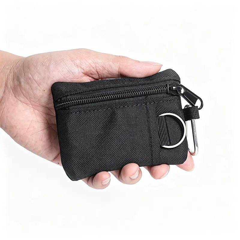 Mini Coin Purse Key Pouch, Casual Style Nylon Zipper Sports Storage Bag, Polyester Material, Small Hanging Card Holder