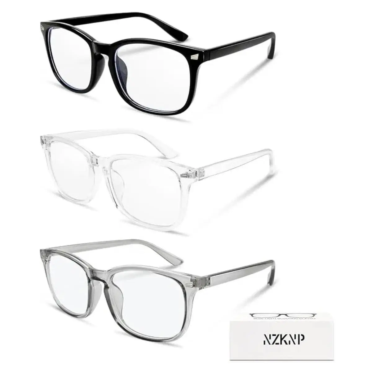 NZKNP Blue Light Glasses Gamer Glasses for Men Women High Quality Classic Frame Polycarbonate HD Lenses Stylish Design Perfect for Daily Use Gaming Computer Glasses