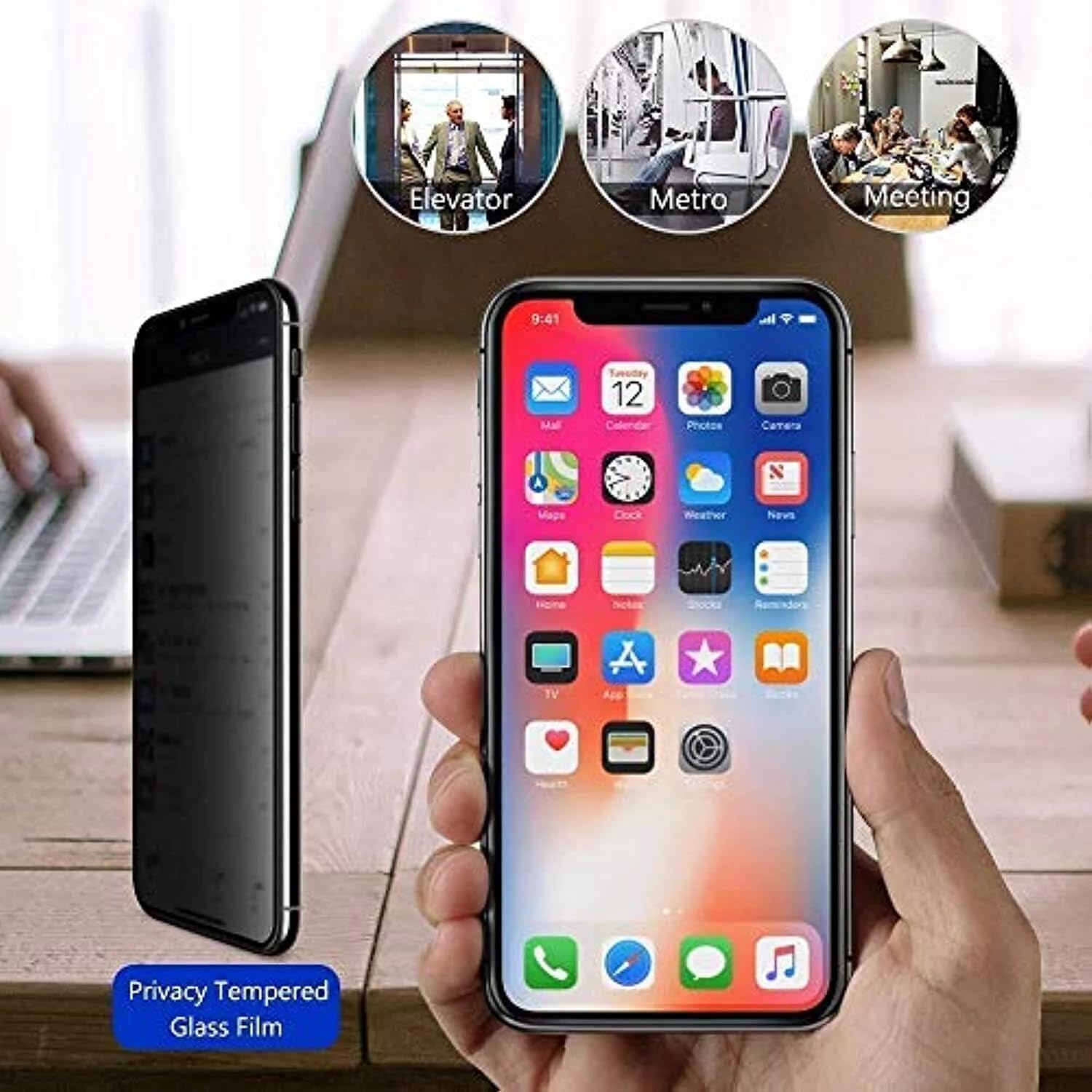 Privacy Screen Protector, 2 Counts Tempered Glass Phone Screen Protective Film, Phone Accessories Compatible with iPhone 16 Series X 11 12 13 14 15 Pro Max 15 Plus