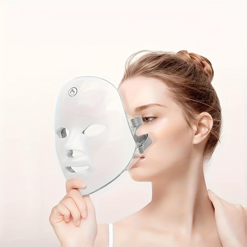 7-color LED face facial mask shrinks pores, skin rejuvenating photon instrument, portable household gifts for women and men Skincare White Comfort Facemask