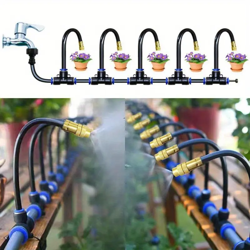 Automatic Garden Balcony Watering Device, Integrated Drip & Misting Irrigation Kit, Freely Combinable Flexible Layout Irrigation System, Water-Saving Stable Water Flow for Flower Pots, Vegetable Gardens, Flower Beds & Outdoor Green Plants