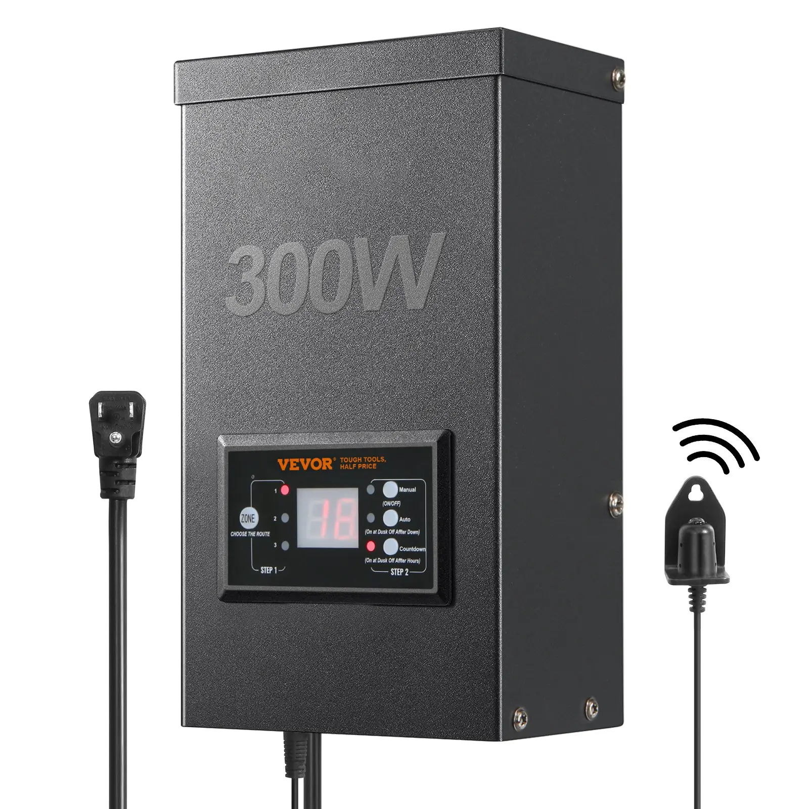 VEVOR 300W Low Voltage Landscape Transformer - ETL Listed, Waterproof, Easy to Install Energy Saving Power Supply with Timer & Photocell Sensor, 120V to 12V/14V for Garden Lighting, Outdoor Spotlight, Landscape Lighting