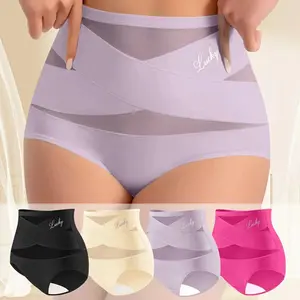 Women's High-Waist Seamless Mesh Control Panties, Shapewear with Light Tummy Support, Soft Breathable Fabric, Cheeky Cut Everyday Womenswear Underwear