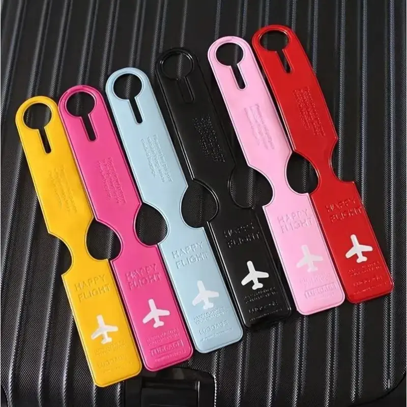 Fashion PU Leather Luggage Tags, 6-Piece Multicolor Set with Secure Straps, Solid Color ID Labels for Adult Travel & Suitcases, Luggage Straps, Everyday, Portable Travel Accessory, Travel Supplies