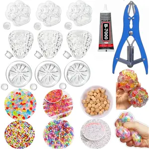 DIY Pressure Ball Making Kit with Squishy Maker, Filling, Squishy Sensory Fidgets, Strawberry, Dumpling, Cat Paw Shapes, Transparent Skin, Air Pump, Expansion Tool, Adult Stress Relief, Squishy Fun Set