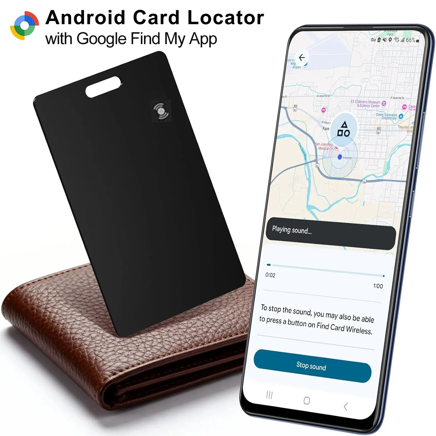 Wallet tracking card for Android used for luggage search. My credit card tracking card, rechargeable tracking card, and Google's search center work together (for iOS and Android, 1 pack)