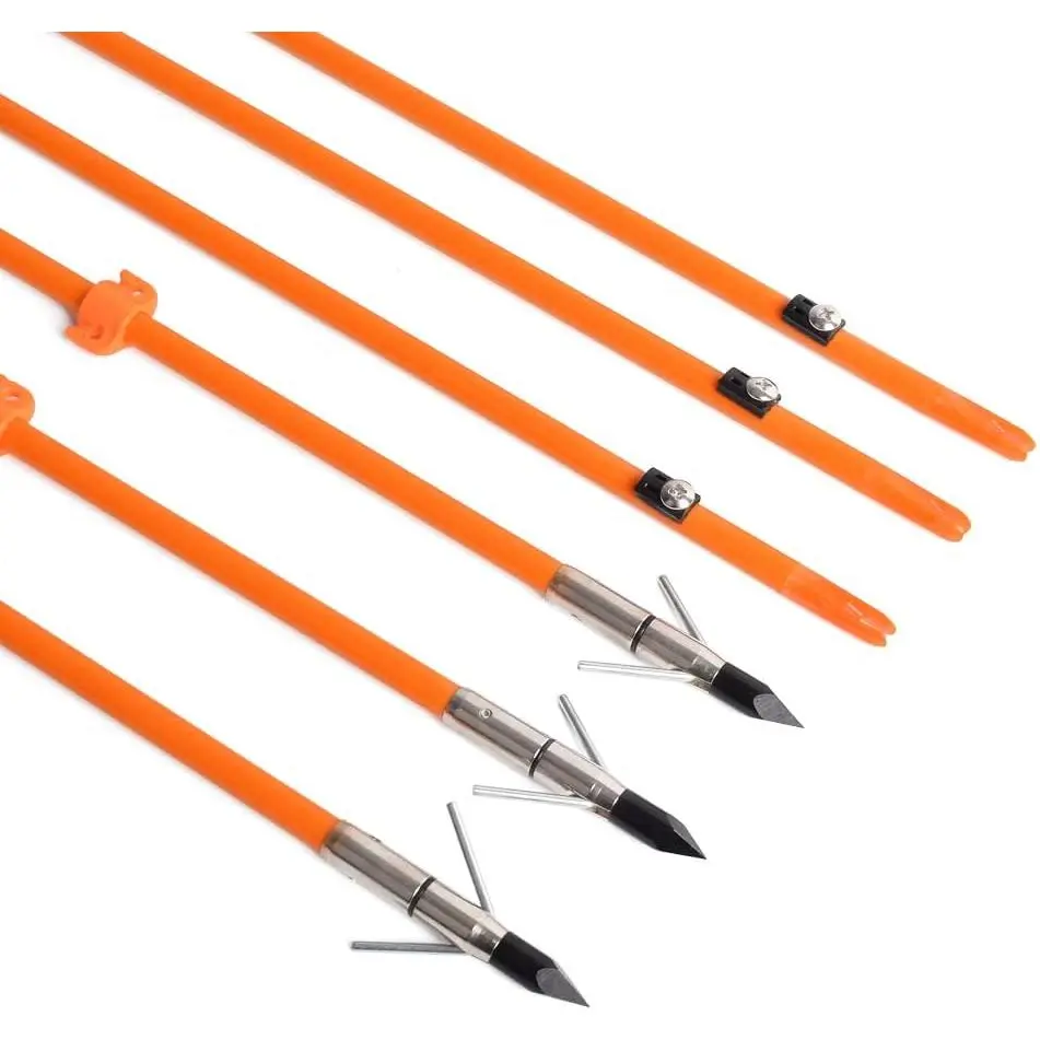 3/6Pcs Fiberglass Solid Bowfishing Arrows with Fish Hunting Broadhead