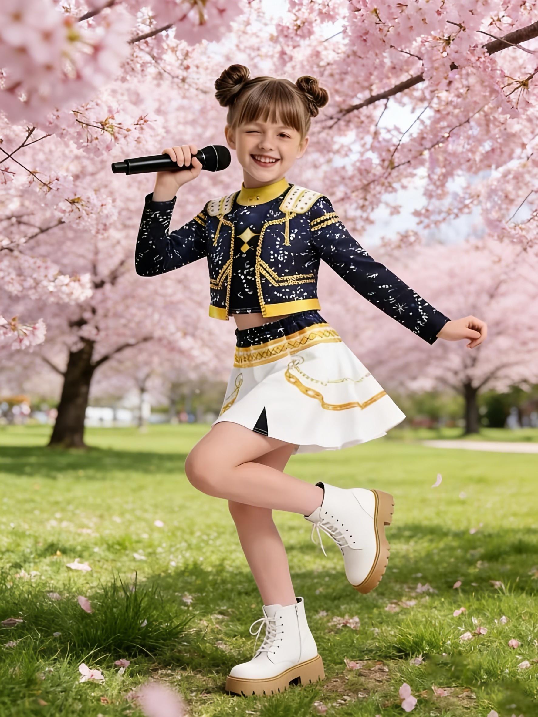 3-piece Kpop outfit, suitable for boys and girls, children's Kpop performance costume, vocal stage costume, idol singer white party girl group stage costume, Halloween festival costume, cheerleader dance uniform