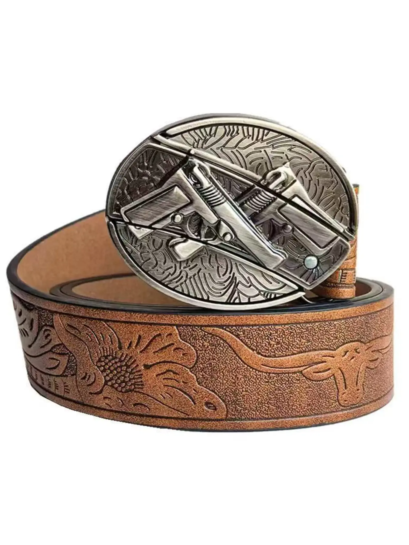 Men's Western Bohemian Style Leather Belt, Vintage Dark Color, Casual Business Gift, Perfect for Boyfriend Husband Father, Daily Fashion Accessory, Boho Style Belt