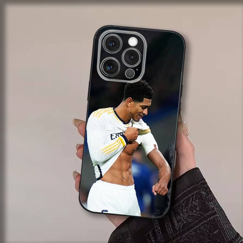 Football J-Jude B-Bellinghams Phone Case For iPhone 17,16,15,14,13,12,11,Pro,Max,Plus,Air,X,XS,Soft Black Funda