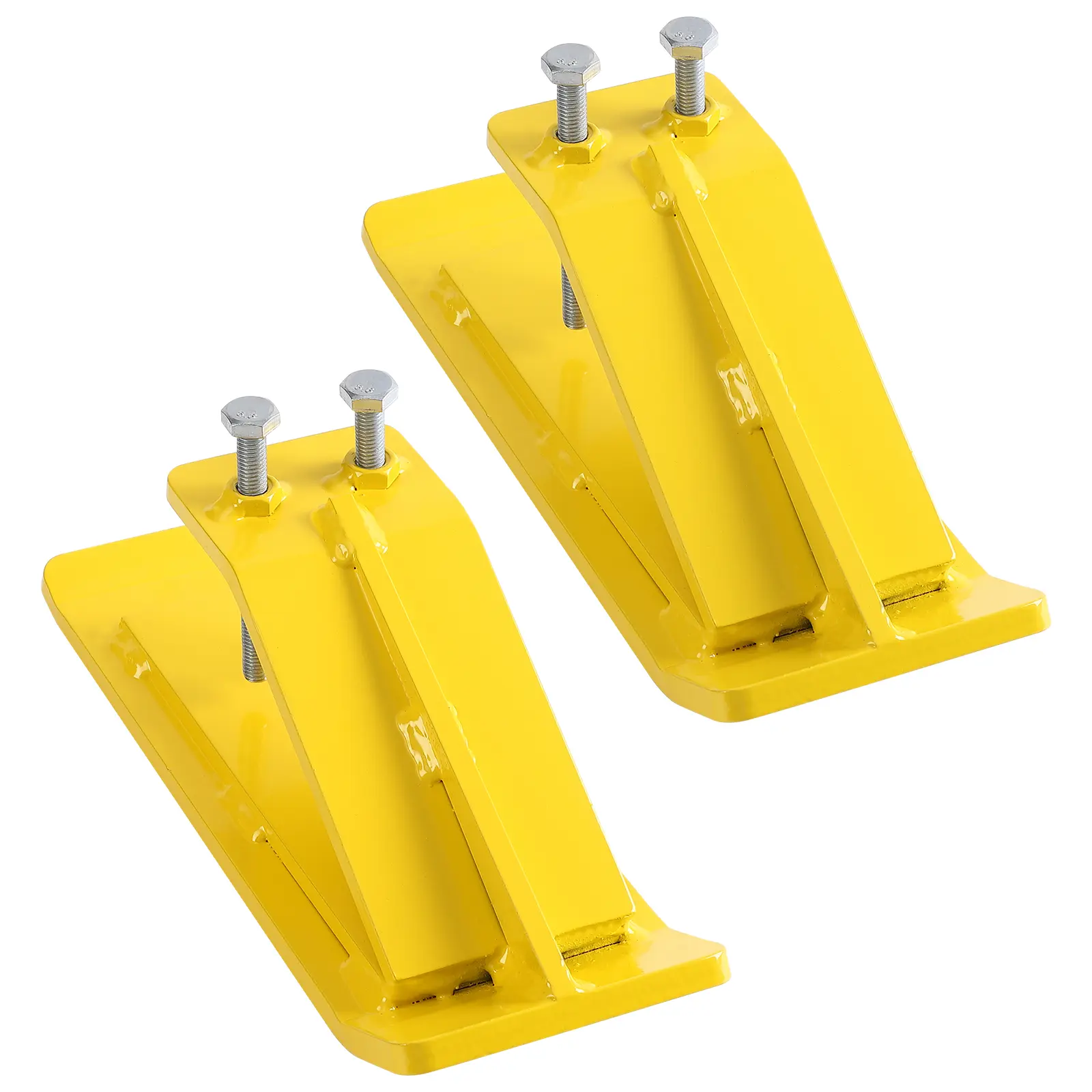 2pcs Heavy Duty Steel Tractor Bucket Edge Guard & Skid Protector - Double Lock Nuts, L-Shape Wrench - Global Attachment for Snow Removal, Gravel, Turf Taming - Fits Mini Excavator & Tractor Buckets - Yellow/green