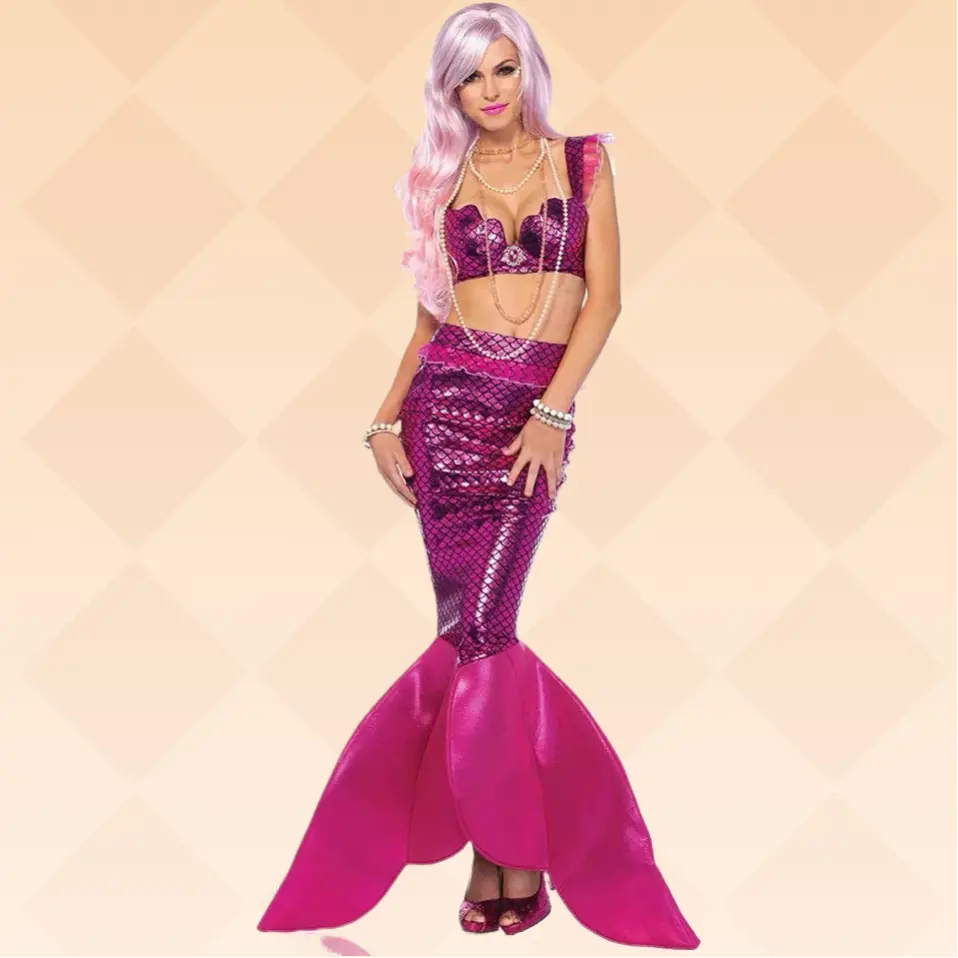 Gorgeous Strapless Mermaid Witch Evening Gown for Adults, Fits M-XXL Sizes, Wrap Fabric Design, Ideal for Halloween Cosplay & Stage Performance (Party Supplies Accessory), Matching
