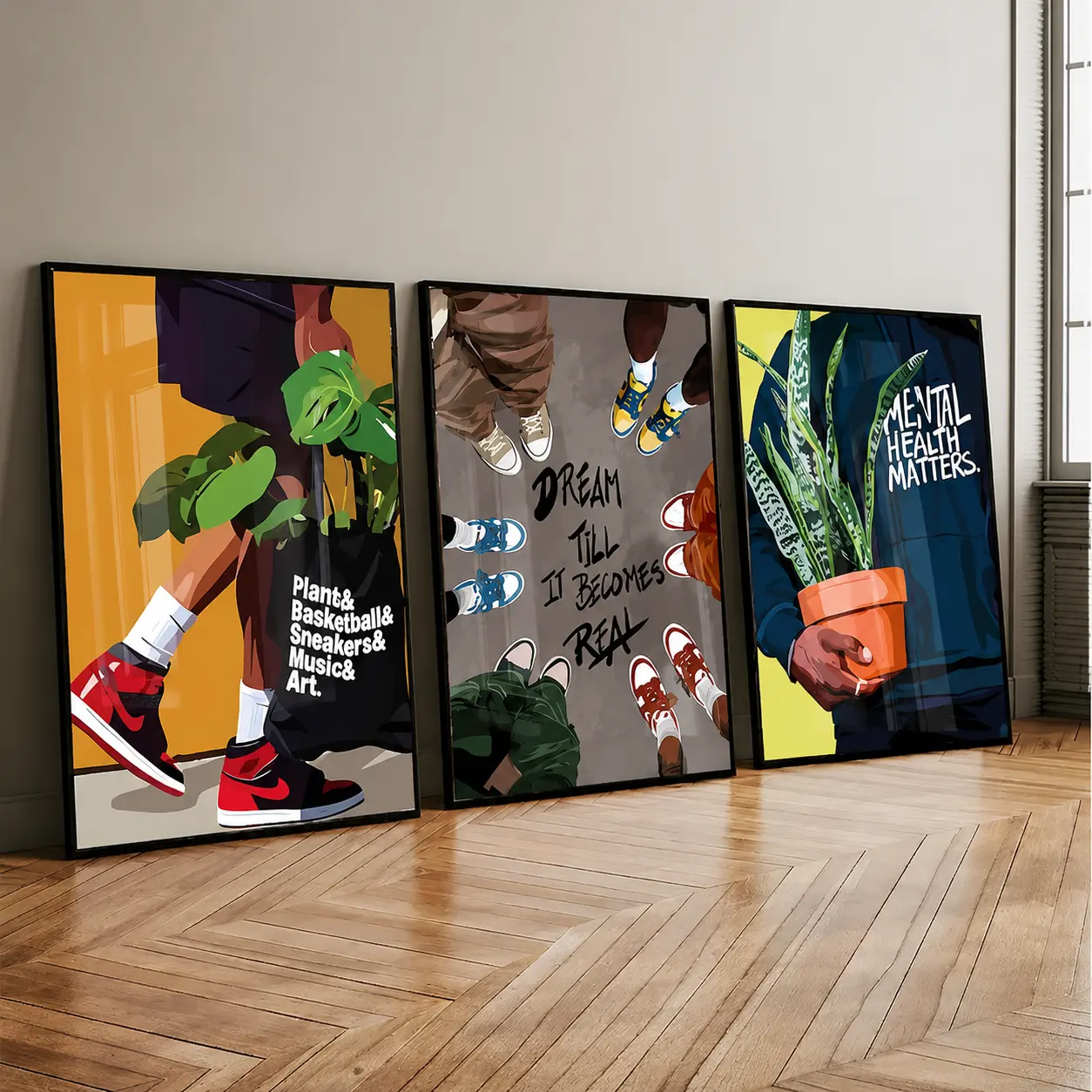 Black Man Wall Art |   Afrocentric Hypebeast Canvas Print, Urban Culture Artwork Poster for Bedroom, Apartment, Studio & Modern Home Decor