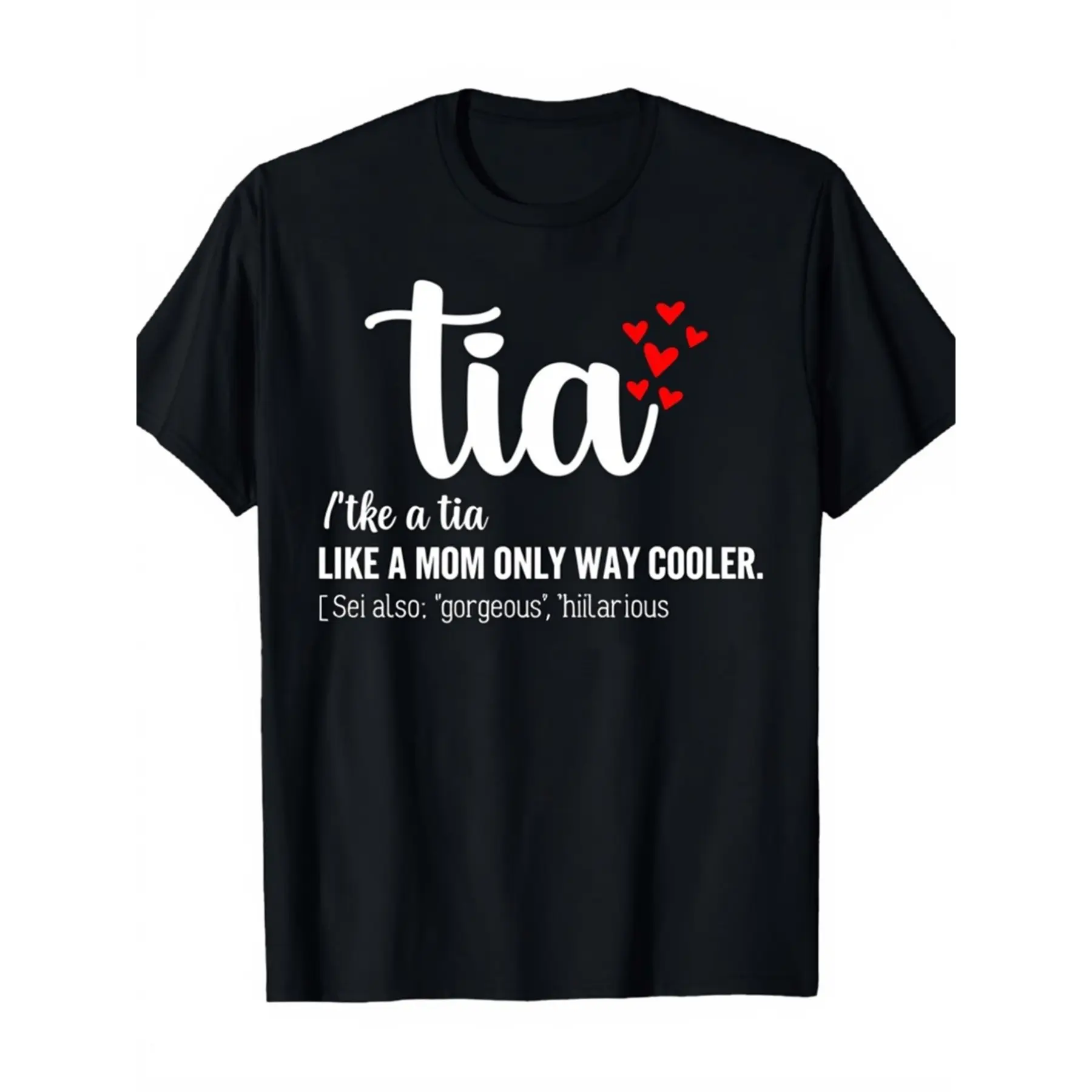 Men's Funny Tia Aunt Graphic T-Shirt - 100% Cotton Comfortable Casual Short-Sleeve Streetwear Top, Round Neck Trend Clothes, Foldable, Chinese New Year Gift