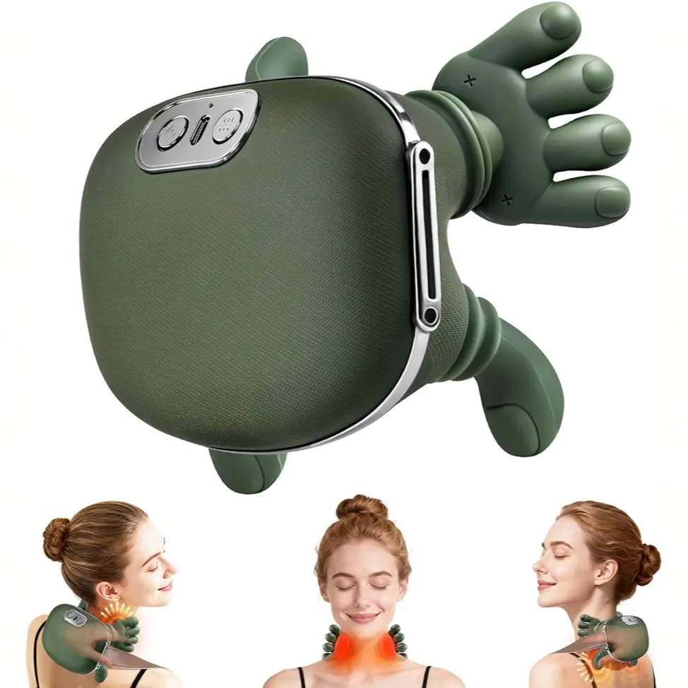 USB Rechargeable Deep Tissue Massager, 8 Claws for Neck, Back, Shoulder, Leg, Portable Finger Pressure, Wireless Heat Therapy, Christmas Gift, Deep Tissue Muscle Massagers