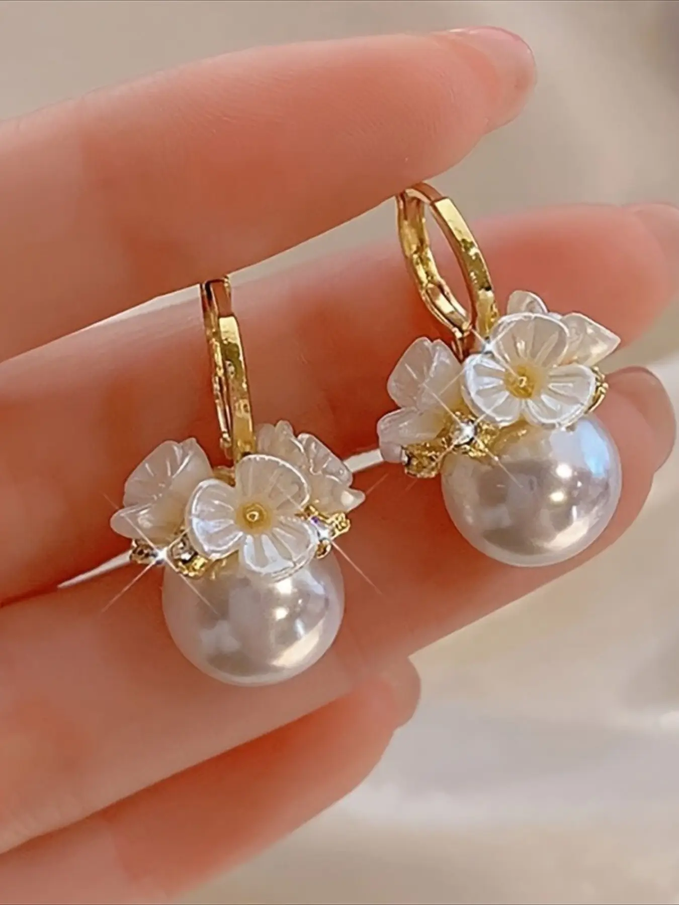 Elegant White Teardrop Simulated Pearl Dangly Earrings, Romantic Wedding Bridal Women Jewelry Gift Mother's Day, Anniversary Gift Daily Vacation Daily Vacation Gift From A Best Friend