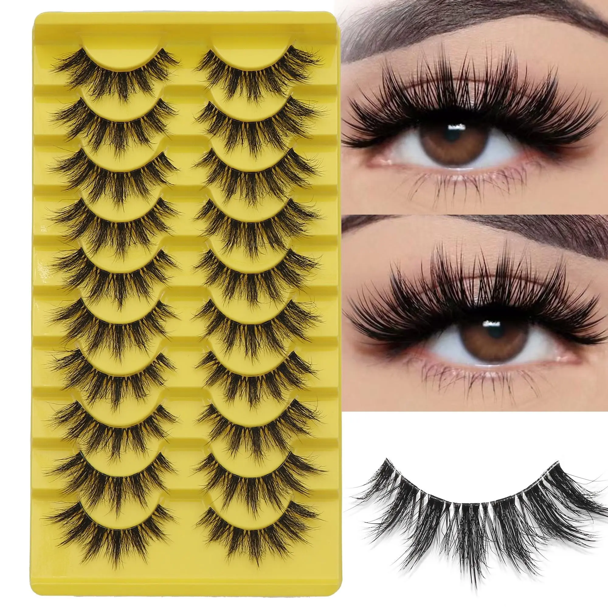 Natural Look 3D Volume False Eyelashes, Soft Cross Thin Lash Extensions, Reusable Anime Style False Lashes, Perfect for Parties and Travel