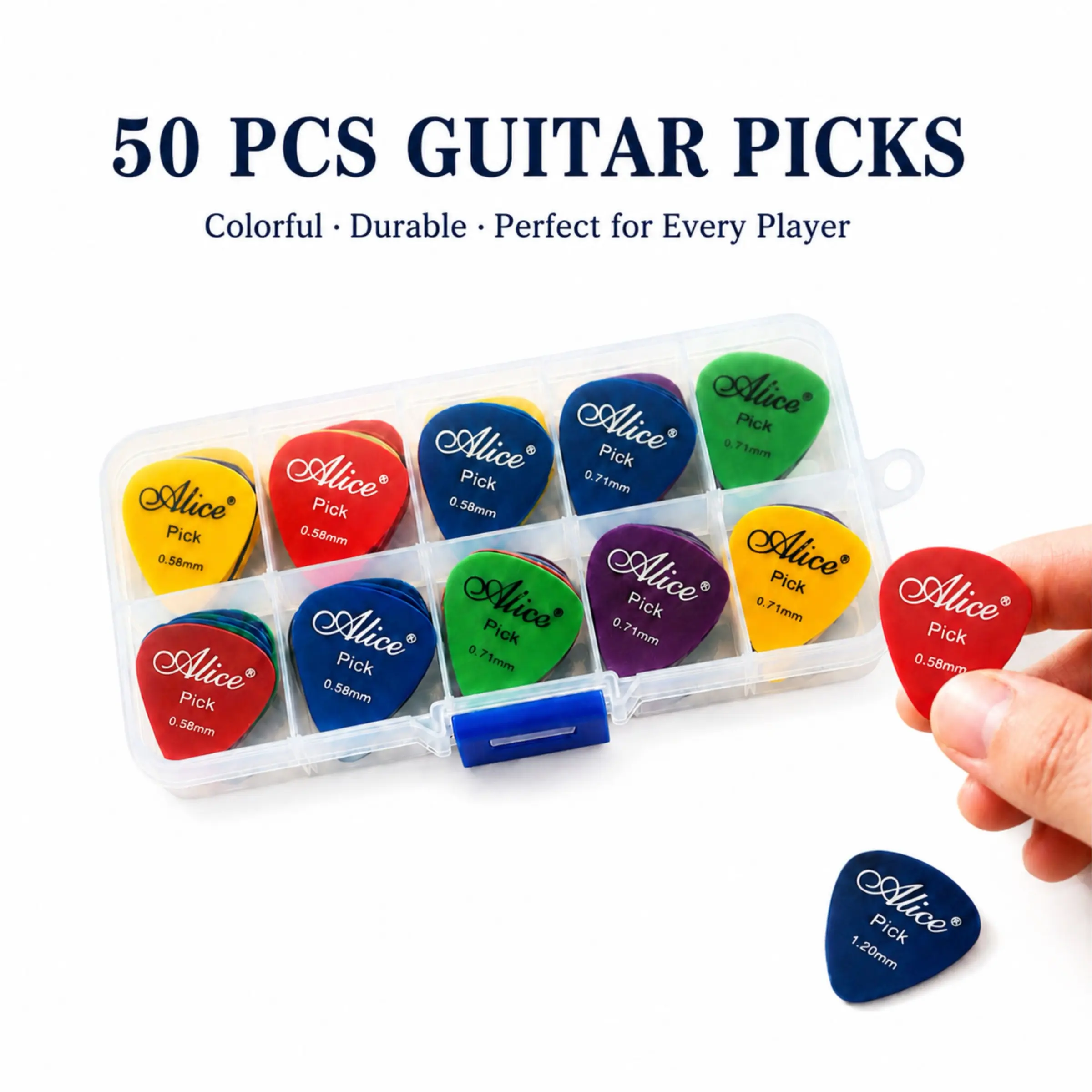 Guitar Picks Comprehensive Set – 50 Pieces, Various Thicknesses, Vibrant, Durable Guitar Accessories, Ideal for Electric & Acoustic Guitars, Perfect Gift for Musicians