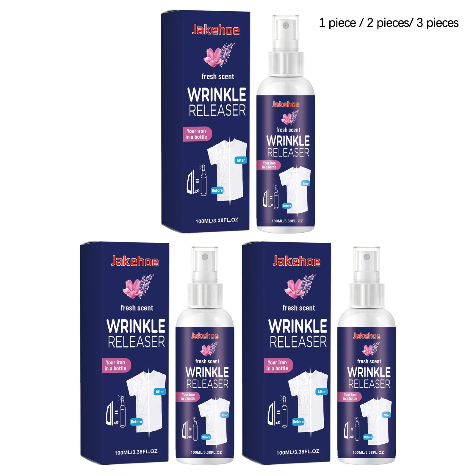 Cloth Wrinkle Remover Spray (100ML/100ML*2/100ML*3), Gentle Fresh, Iron-Free, Smooths Wrinkles, Portable, Lazy Clothing Care Spray
