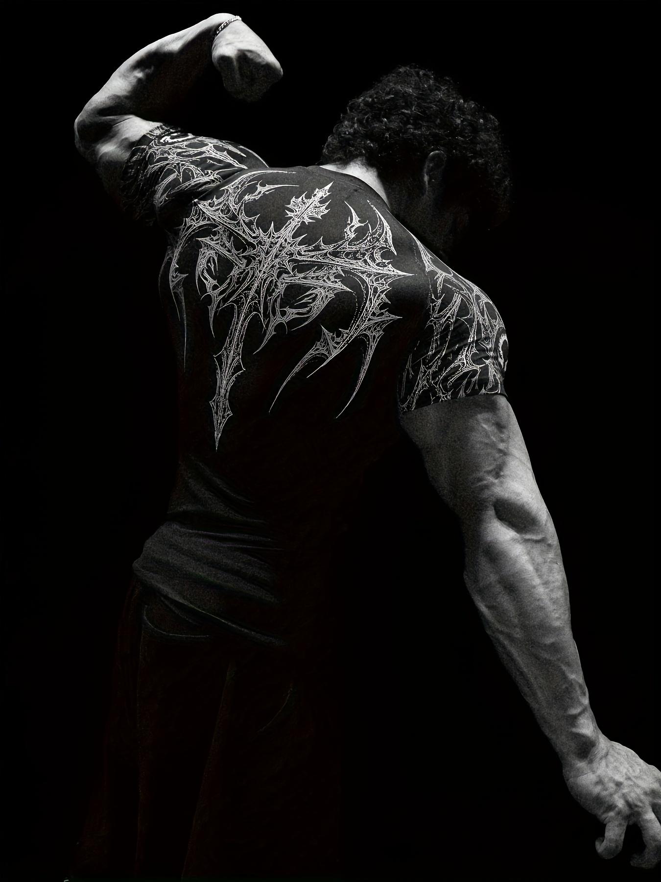 Men's Compression Short Sleeve T Shirt S XXL High Elasticity Muscle Fitness Shirt Unisex Black Tight fitting Red Geometric Muscle Texture Quick drying Moisture wicking for Workouts Yoga Beach Gym Tees Athletic Apparel