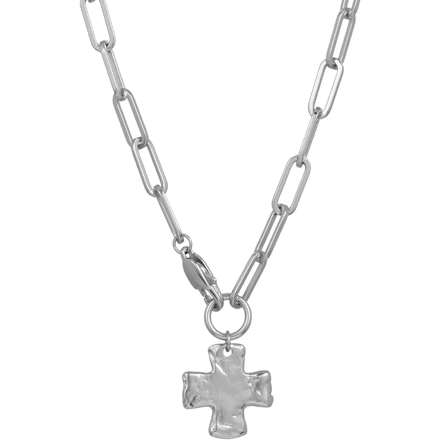 Women's Michelle Original Chunky Chain Necklace - 18" Premium Waterproof Tarnish-Free Gold-Silver PVD Coated, Hypoallergenic Gold/Silver Cross Pendant, Casual Female Jewelry for Weddings, Engagement Gifts, Gold Cross Pendant, 18" Length