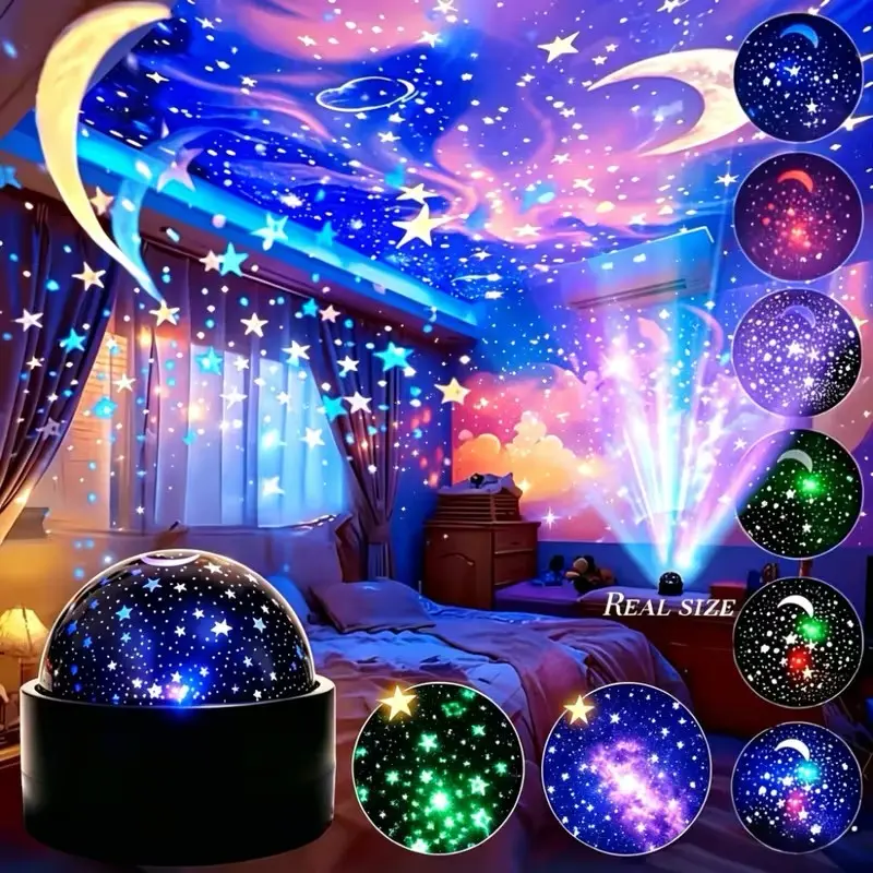 Star Moon Sky Projection Lamp, Multicolor Atmosphere Night Light, Bedroom Halloween Christmas Party Room Romantic Decor Lamp