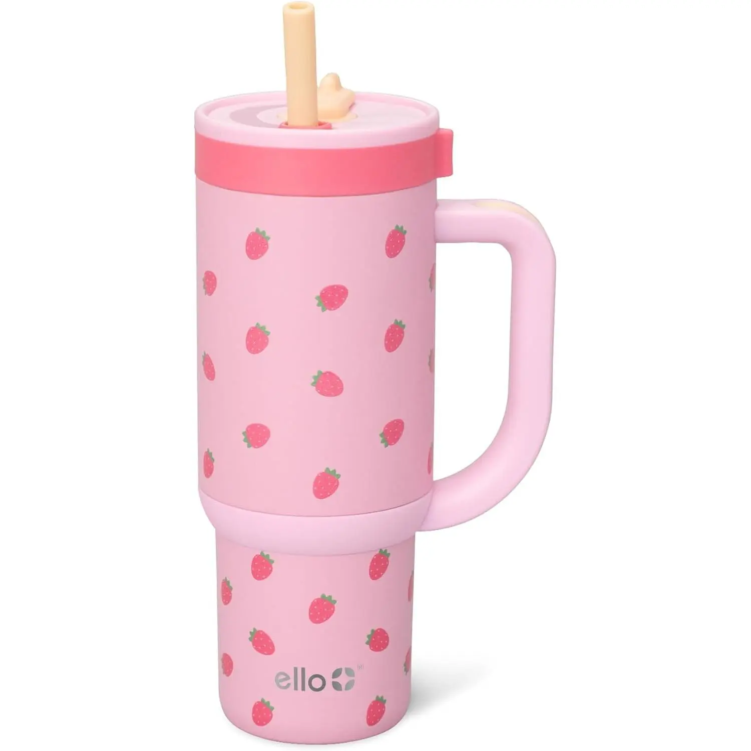 Oasis 18oz Stainless Steel Kids Tumbler with Handle & Retracting Straw, 100% Leakproof, Double-Wall Vacuum Insulated, Kids Water Bottle for School, BPA Free + Dishwasher Safe, StrawberriesGift