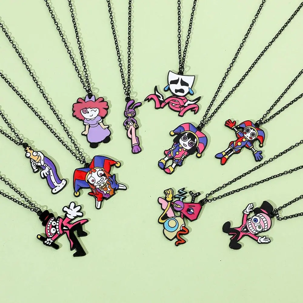 The Amazing Digital Circus Anime Theme Necklace - Kawaii Metal Enamel Pendant, Cartoon Beads Costume Jewelry Accessory, Birthday Gift Ideas for Girlfriend, Girlfriend Birthday Gift