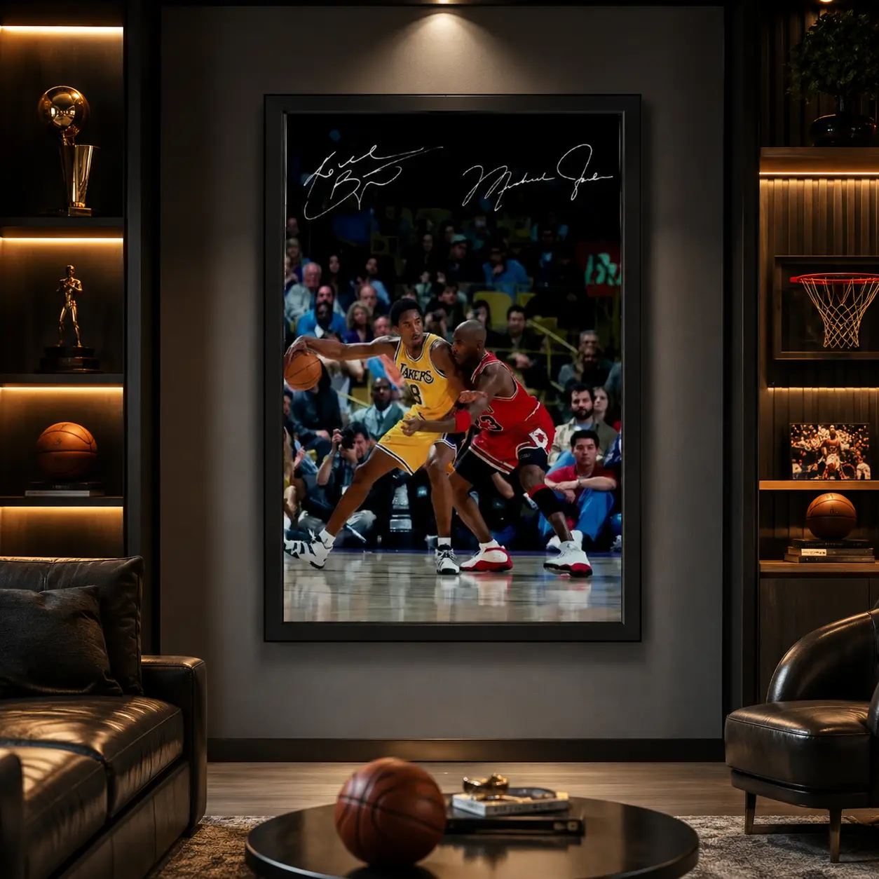 Michael Jordan Guarding Kobe Bryant Basketball Canvas Poster Basketball Legends Wall Art Print for Bedroom Dorm Gym Office Man Cave Gift for Fans, NBA Wall Art, Sports Decor, Basketball Poster, Legend Player Print, Gift for Basketball Lovers