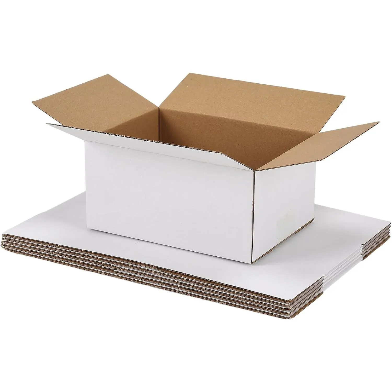 6 Pack Shipping Boxes 8x6x4 Inches, White Corrugated Cardboard Mailing Box for Packing, Mailing, Small Business