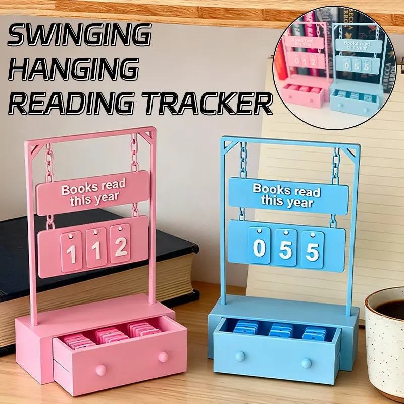 Vintage Swing Hanging Reading Tracker, Book Counter & Bookmark System, Library Classroom Decor, Tracks Up to 999 Books, Best Back-To-School Gift