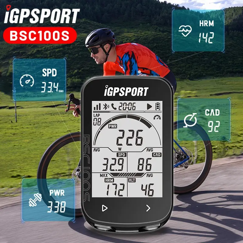 iGPSPORT BSC100S GPS Bike Computer Wireless, 2.6'' LCD Display 40H Rechargeable Waterproof Cycling Computer Bluetooth ANT+