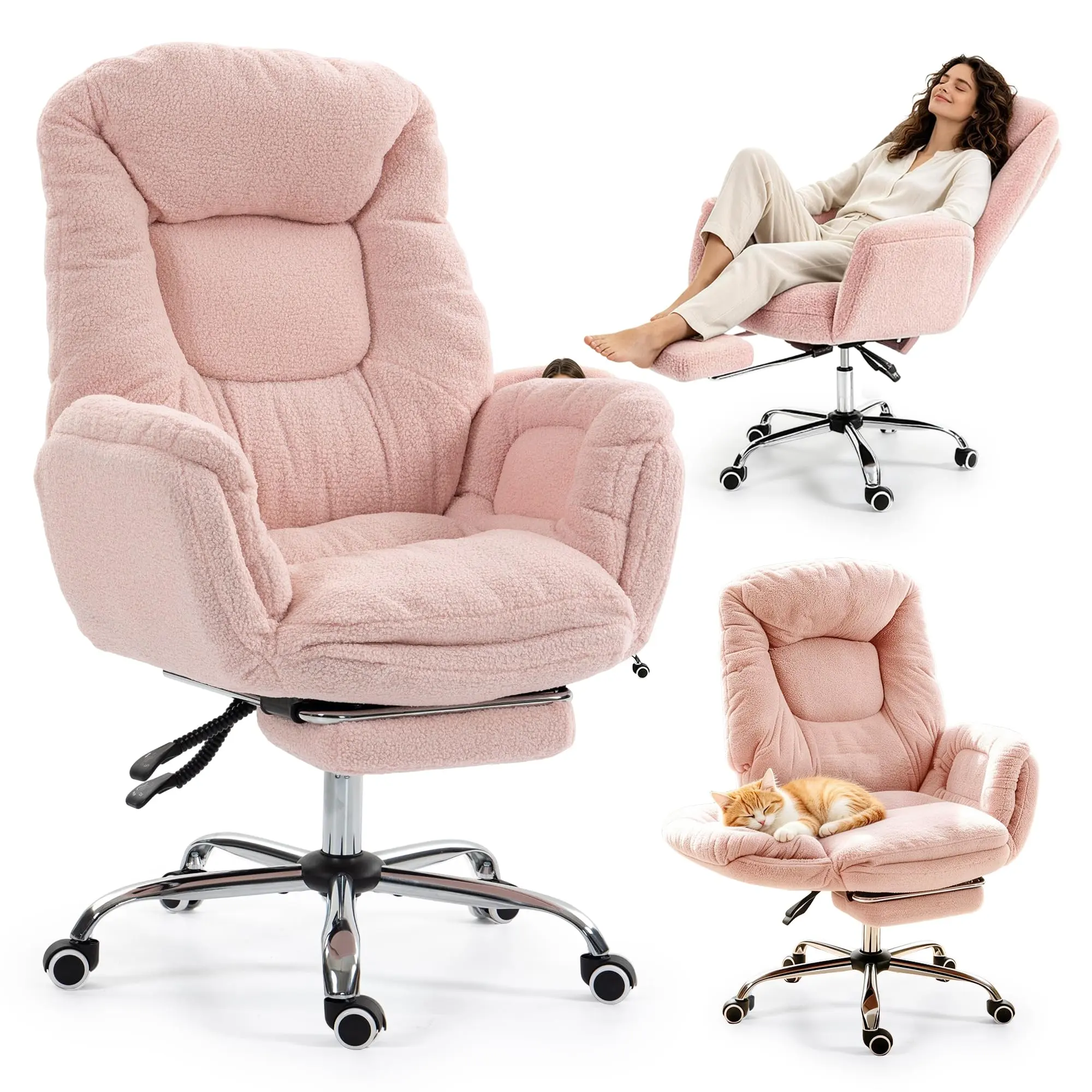 The Ultimate Cross-Legged Comfort Chair – Ergonomic High Back with 3-Way Adjustable Arms, Pop-Out Footrest, and 360° Rolling Casters – Designed for Big & Tall, Ideal for Gaming, Work & Dining