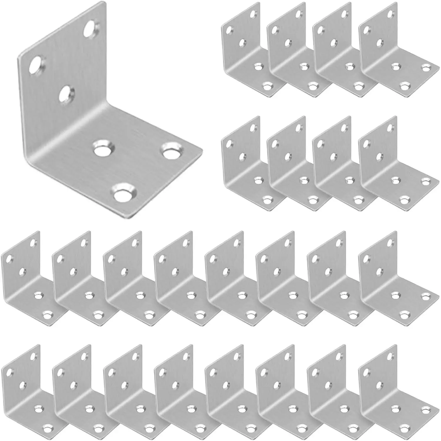 304 Stainless Steel L Brackets (40PCS, 1.5x1.5x0.08in) - Right-Angle L-Shaped Corner Braces for Wood Shelves, Furniture Joint Reinforcement Support