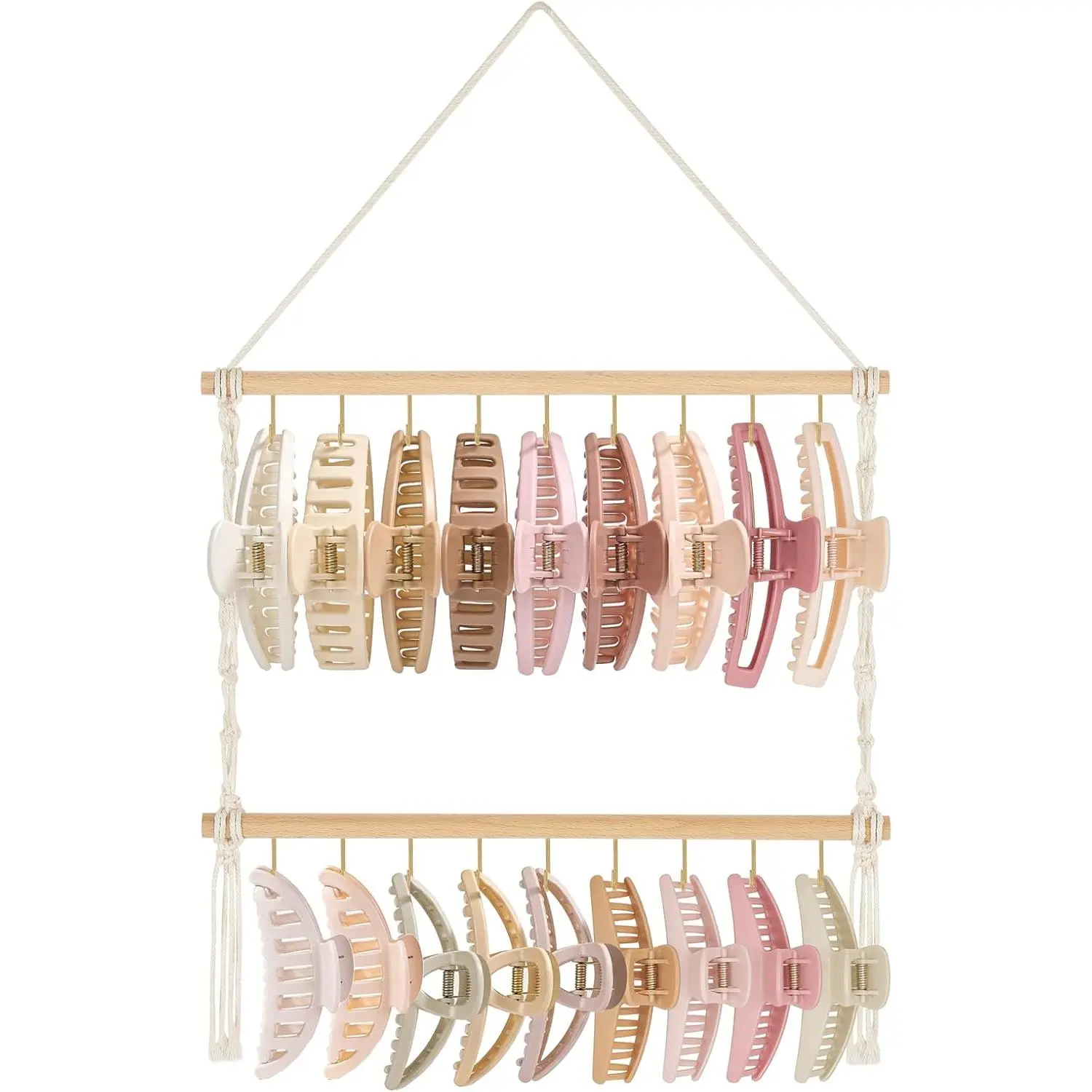 Macrame Claw Clip Organizer,  Hair Clip Holder for Girls Women | Holds 18 count, Storage Hair Accessories Organizer,  Hanger Display, , , Fits Wall Closet Door, Boho Decor