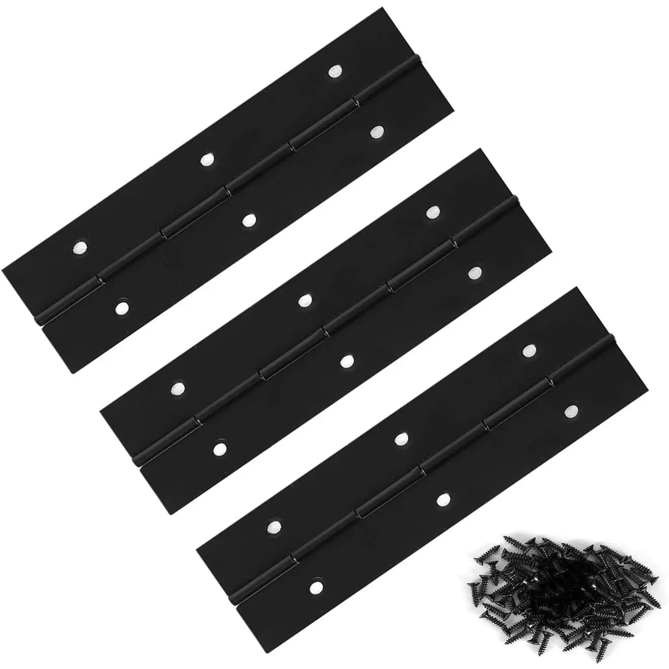 3Pack 6 Inch Black Stainless Steel Piano Hinge, Long Hinge
