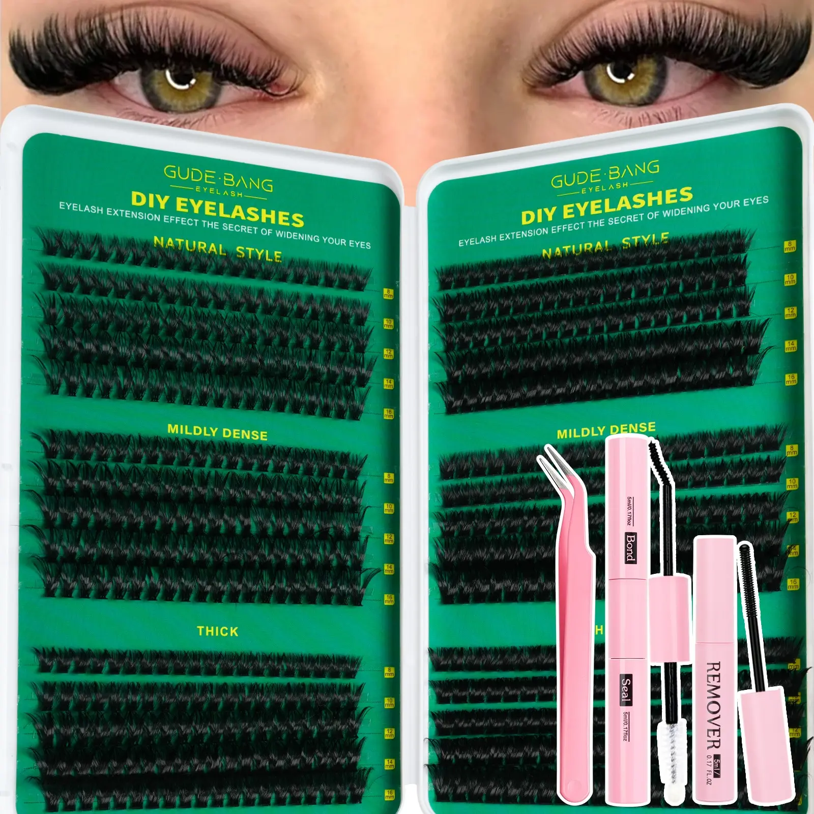 600 Pcs Eyelash Extension Kit with Glue, Tweezers and Remover Cream, Includes Lash Tools, Mixed 8–16 mm Lengths, Curl Lashes, Large-Capacity Beginner-Friendly DIY Eyelash Extension Set for Home Use, Diy Lash Cluster, DIY Eyelashes Kit.