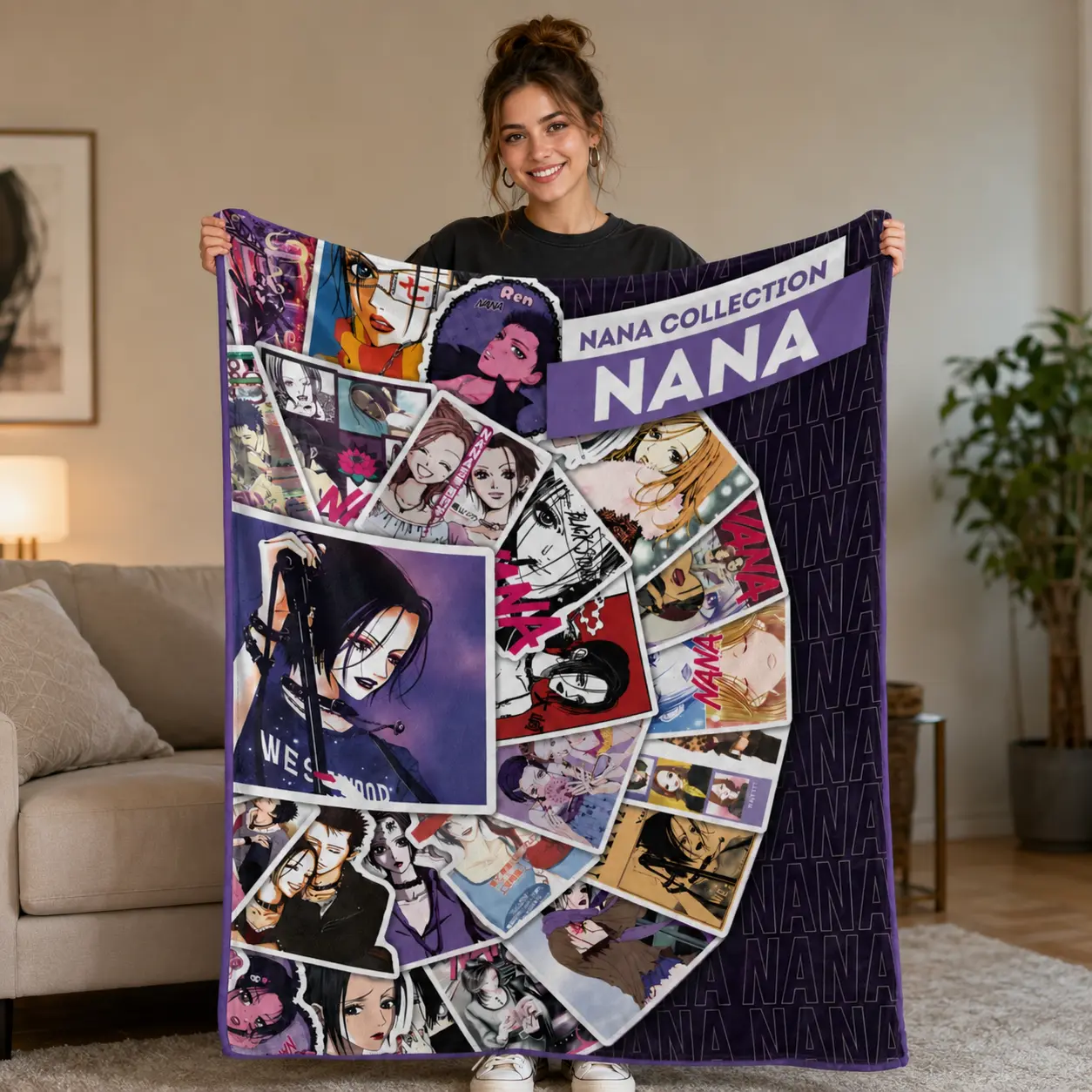 Nana Anime Throw Blankets Plush Travel Blankets Bedroom Living Room Sofa Office Father's Day Thanksgiving Valentine's Day holiday gifts for family and children